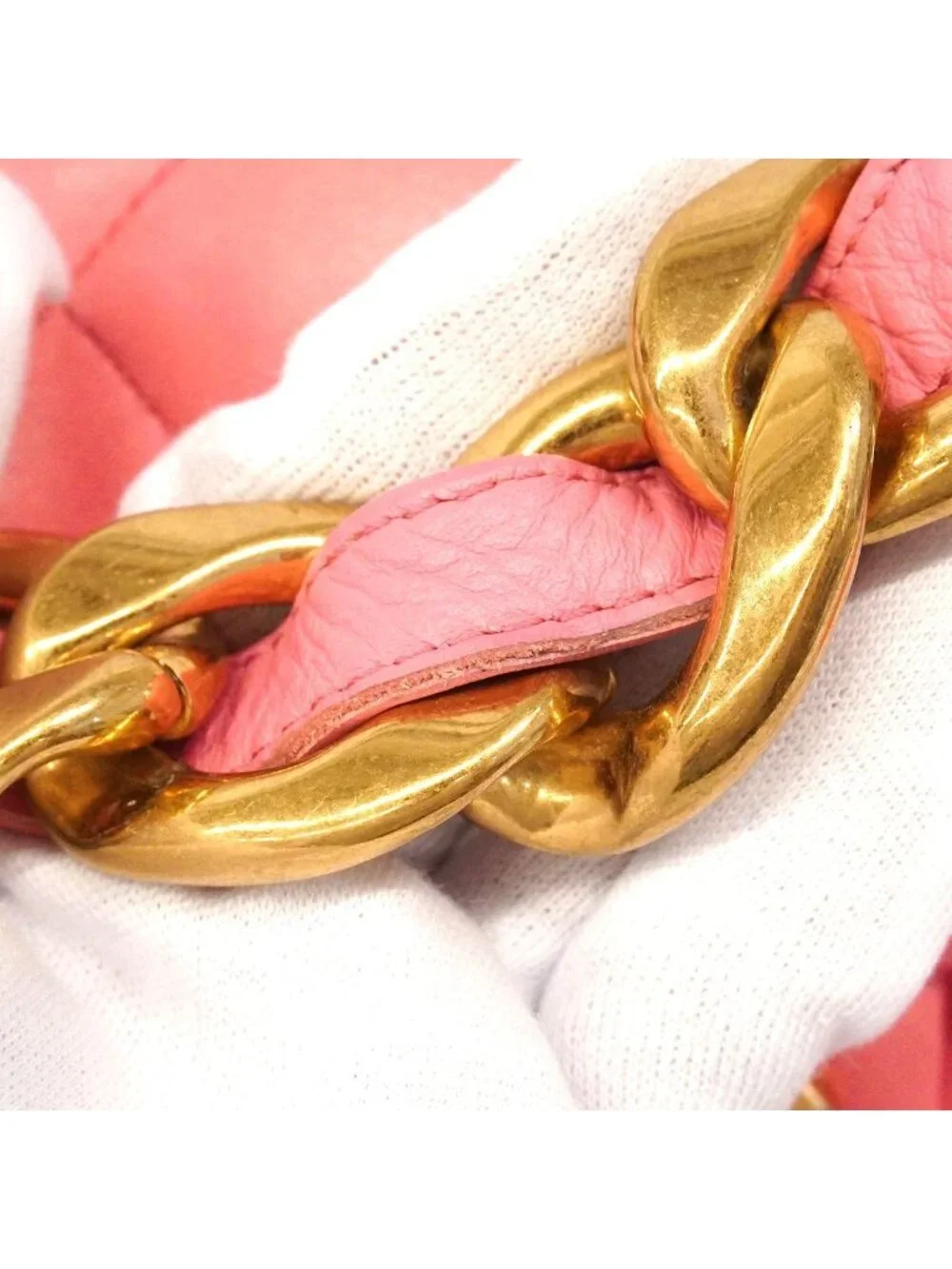 Chanel Shoulder Bag Quilted Lambskin Pink Gold